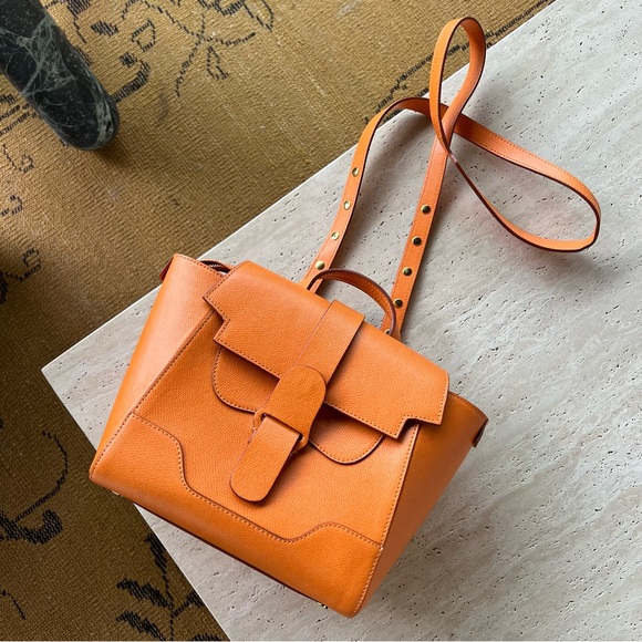 Senreve Handbags - Senreve Mini Maestra leather crossbody bag backpack orange